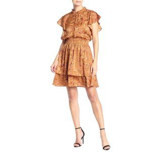Lovestitch Printed Flutter Sleeve Smocked Dress